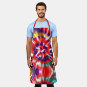 モダンレトロネクタイ赤ターコイズ黄 エプロン (着用した状態)