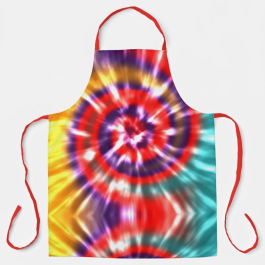 モダンレトロネクタイ赤ターコイズ黄 エプロン (正面)