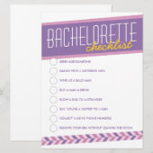 モダンレトロバチェロレッテチェックリスト・カード（紫） 招待状 (正面/裏面)