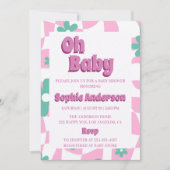 モダンレトロパステル「Oh Baby」ベビーシャワー招待状 招待状 (正面)