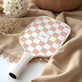 モダンレトロパタ市松模様にーンカスタムモノグラム ピックルボールラケット