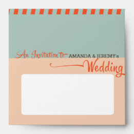 モダンレトロビニールレコードオレンジスカイブルー結婚ズ 封筒