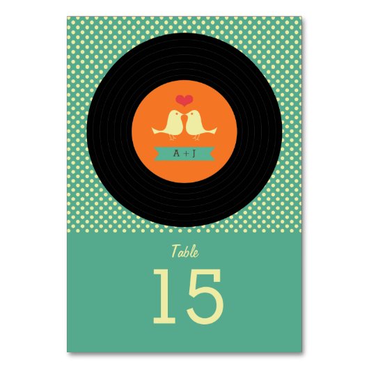 モダンレトロビニール結婚レコード テーブルナンバー (正面)