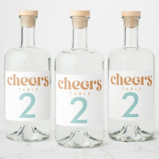 モダンレトロビー結婚シーのテーブル番号 リキュールボトルラベル (ボトル)