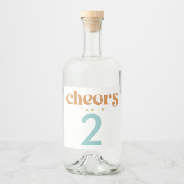モダンレトロビー結婚シーのテーブル番号 リキュールボトルラベル