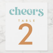 モダンレトロビー結婚シーのテーブル番号 ワインラベル (シングルラベル)