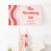 モダンレトロピンクアンドオレンジタイポグラフィ結婚ズバ 横断幕 (インサイチュ)