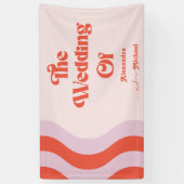 モダンレトロピンクアンドオレンジタイポグラフィ結婚ズバ 横断幕 (縦)