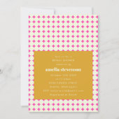 モダンレトロピンクイエロードットブライダルシャワー 招待状 (正面)