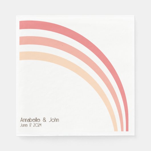 モダンレトロピンクピーチコーラルレインボー結婚ズ スタンダードランチョンナプキン (正面)