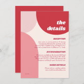 モダンレトロピンクレッドアー結婚チズ詳細 エンクロージャーカード (正面/裏面)