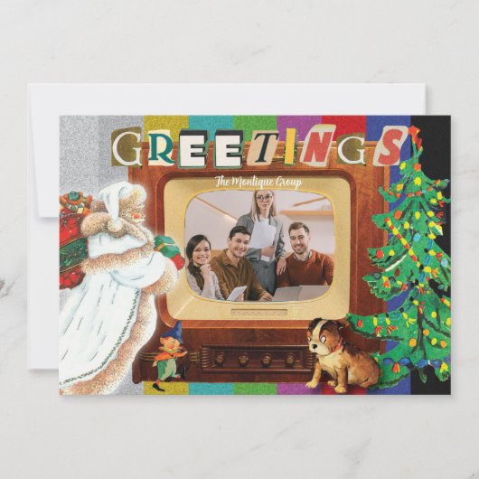 モダンレトロフォトクリスマスホリデービジネス シーズンカード (正面)