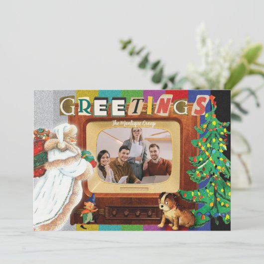 モダンレトロフォトクリスマスホリデービジネス シーズンカード (スタンド正面)