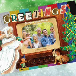 モダンレトロフォトクリスマスホリデー シーズンカード