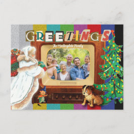 モダンレトロフォトクリスマスホリデー シーズンポストカード