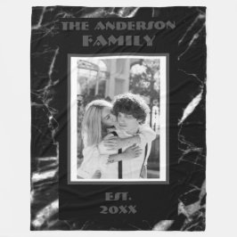 モダンレトロフォト白黒大理石デザイン フリースブランケット