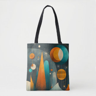 ✨モダンレトロフューチャリスティック スペース アブストラクトアート✨ トートバッグ