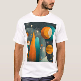 ✨モダンレトロフューチャリスティック スペース アブストラクトアート✨ Tシャツ