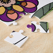 モダンレトロフローラスケッチシームレスパターンアート ジグソーパズル (側面)