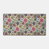 モダンレトロフローラスケッチシームレスパターンアート デスクマット (正面)