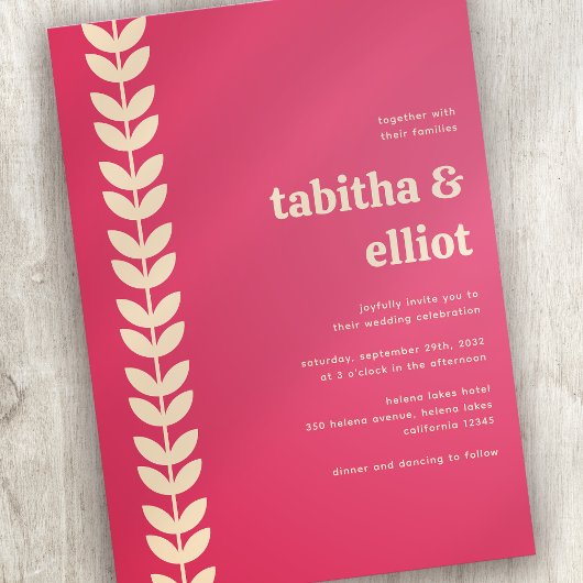 モダンレトロフローラピンククリー結婚ム 招待状