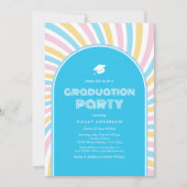 モダンレトロブルーアーチ80s卒業 招待状 (正面)