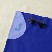 モダンレトロブルーホワイト波パーソナライズされた ビーチタオル (インサイチュ)