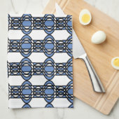 モダンレトロブルー抽象芸術スカラブパターン キッチンタオル (四つ折り)