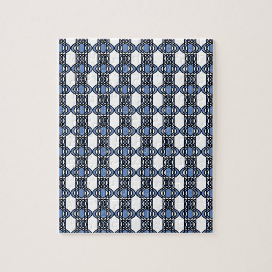 モダンレトロブルー抽象芸術スカラブパターン ジグソーパズル (縦)