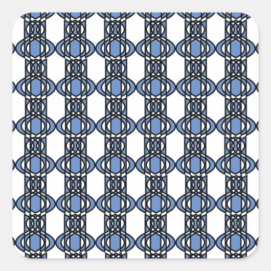 モダンレトロブルー抽象芸術スカラブパターン スクエアシール (正面)