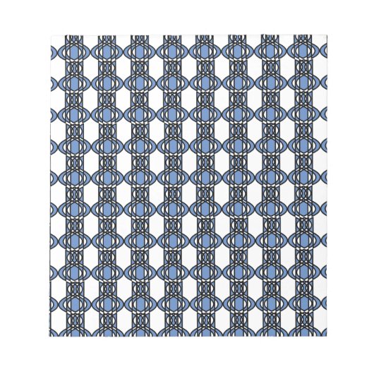 モダンレトロブルー抽象芸術スカラブパターン ノートパッド (正面)