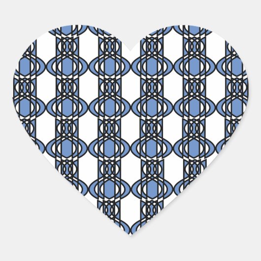 モダンレトロブルー抽象芸術スカラブパターン ハートシール (正面)