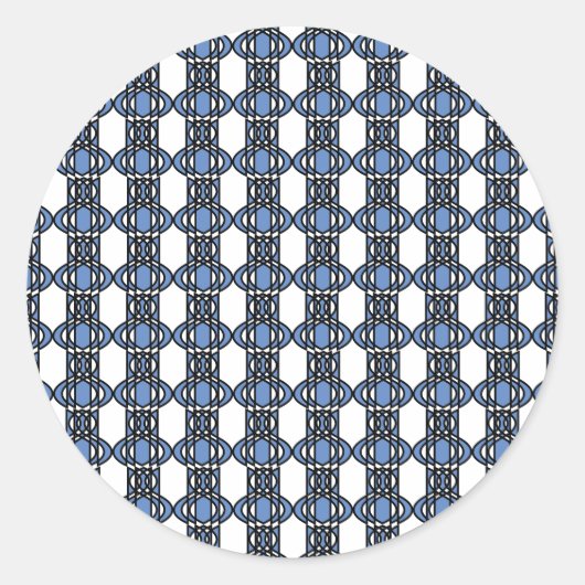 モダンレトロブルー抽象芸術スカラブパターン ラウンドシール (正面)