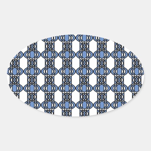 モダンレトロブルー抽象芸術スカラブパターン 楕円形シール (正面)