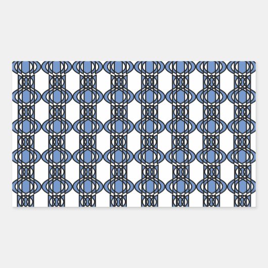モダンレトロブルー抽象芸術スカラブパターン 長方形シール (正面)