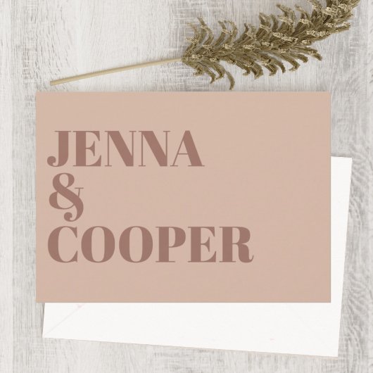 モダンレトロボールドタイプのアースカラーボホウェディング 招待状