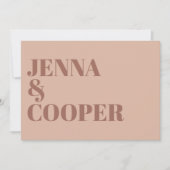 モダンレトロボールドタイプのアースカラーボホウェディング 招待状 (正面)