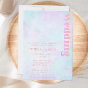 モダンレトロミニマル結婚リストパステル 招待状