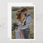 モダンレトロメリーと結婚した写真はっきりしたScript シーズンカード (正面/裏面)