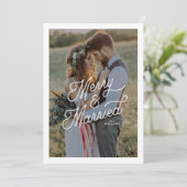 モダンレトロメリーと結婚した写真はっきりしたScript シーズンカード (スタンド正面)