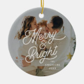 モダンレトロメリーとBright Photoスクリプはっきりしたト セラミックオーナメント (正面)
