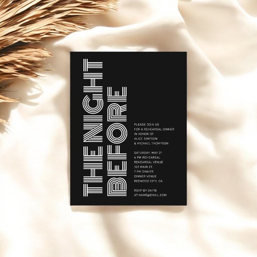 モダンレトロリハはっきりしたーサルディナーブラック インビテーションポストカード