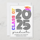 モダンレトロレインボー卒業 案内状 (正面)