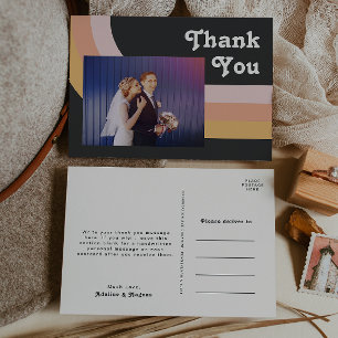 モダンレトロレインボー暗結婚色の写真 ポストカード