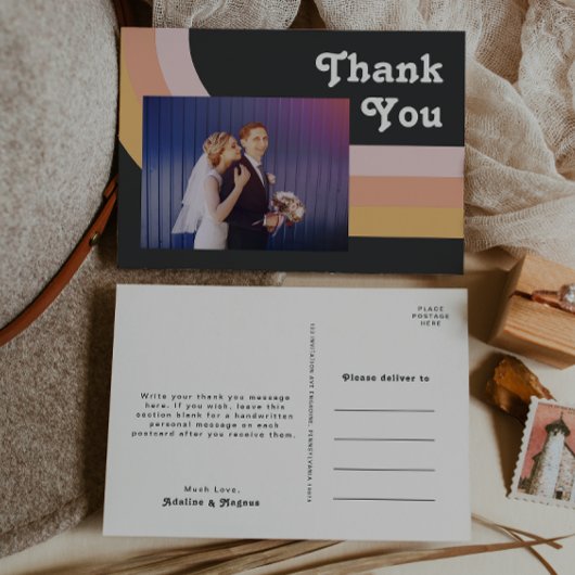 モダンレトロレインボー暗結婚色の写真 ポストカード