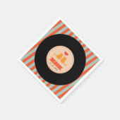 モダンレトロレコード空ブルーオレンジ結婚ズ スタンダードカクテルナプキン (角)