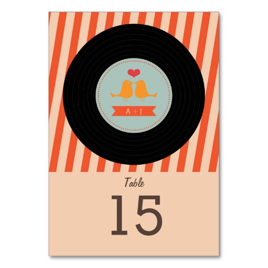 モダンレトロレコード空ブルーオレンジ結婚ズ テーブルナンバー (正面)