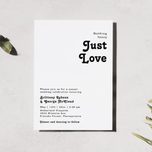 モダンレトロレタリングなしファンシー結婚の 招待状