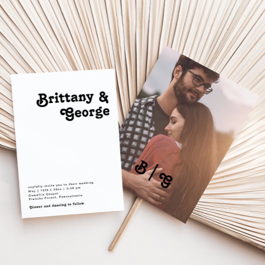 モダンレトロレタリングカジュアルフォトモノグラム 招待状