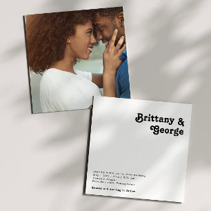 モダンレトロレタリングスクエア結婚フォト 招待状